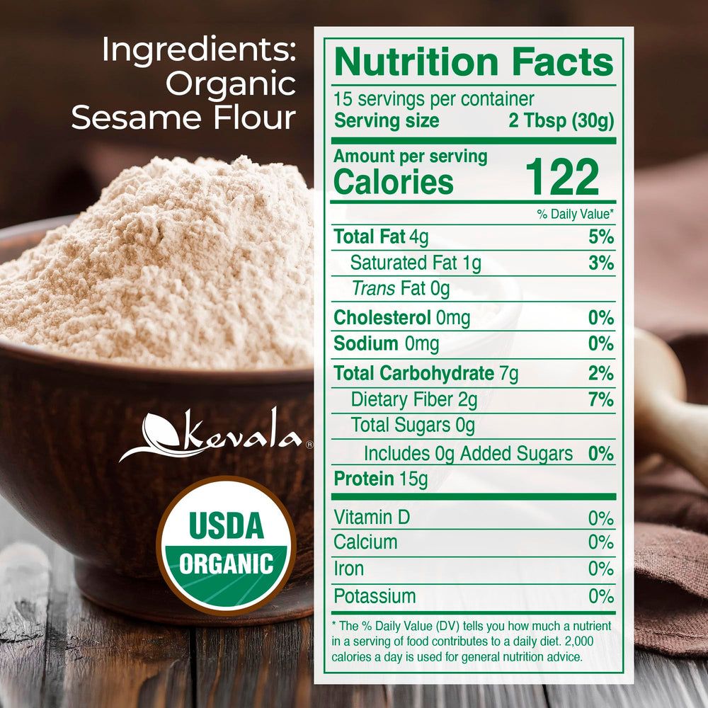 Kevala Organic High Protein Sesame Flour, 1 lb