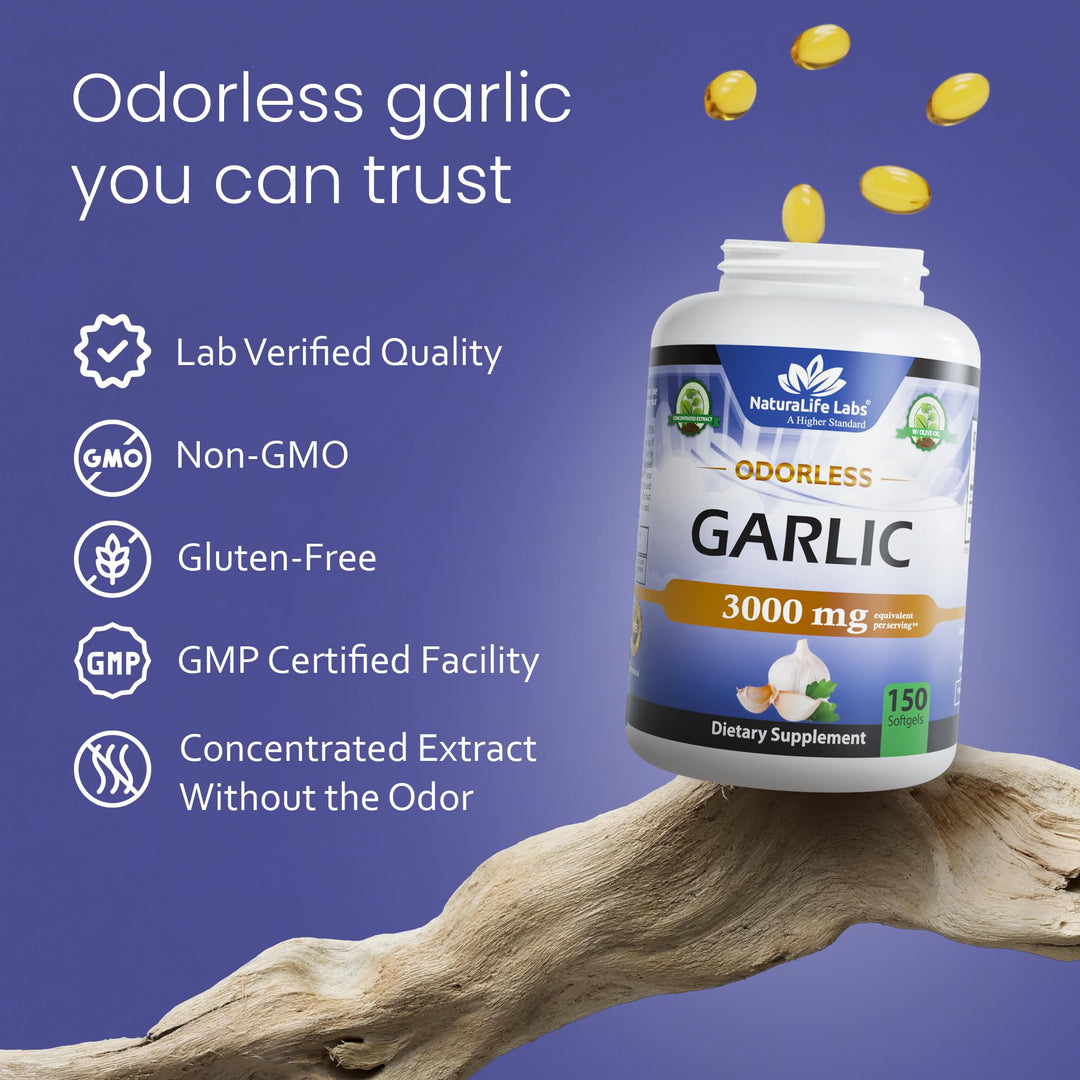NaturaLife Labs Odorless Garlic Extract Softgels, 150 Count