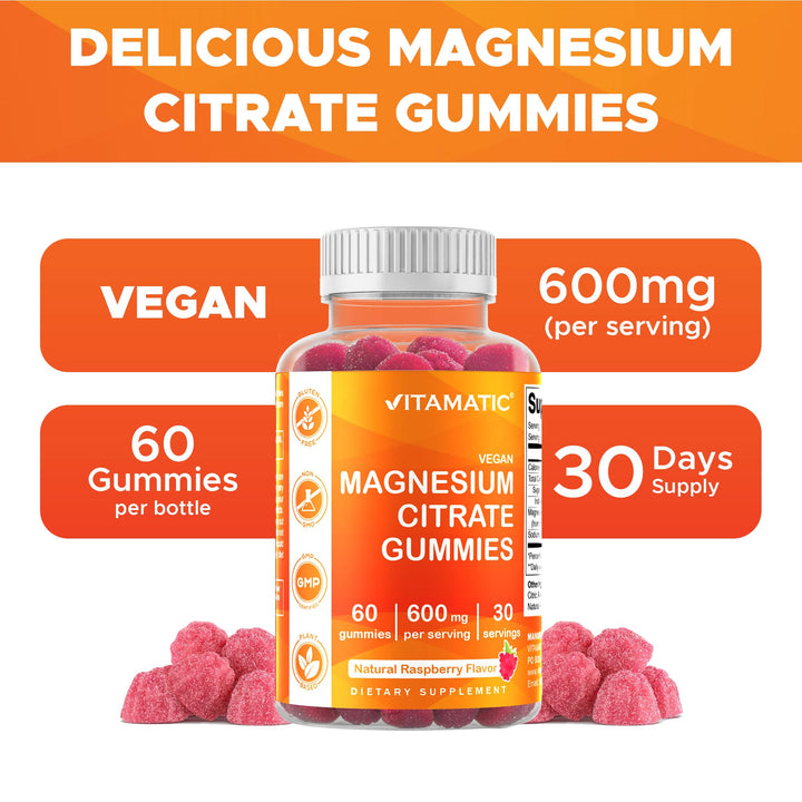 Vitamatic Magnesium Citrate Gummies, 600 mg, 60 Count
