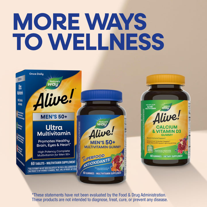 Nature's Way Alive Men's 50 Plus Multivitamin Gummy, Fruit, 60 Count