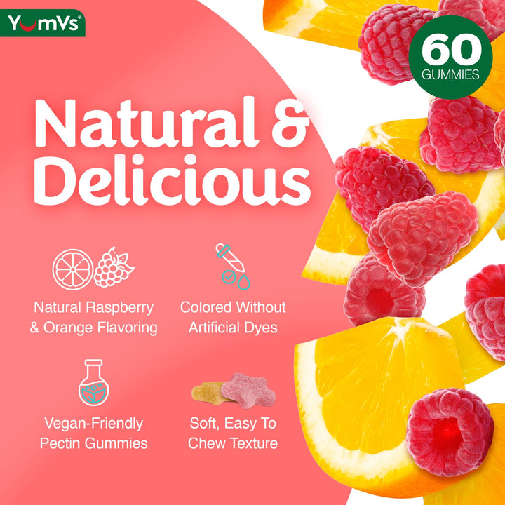 YUM-V'S Glucose Gummies, Orange & Berry, 60 Count