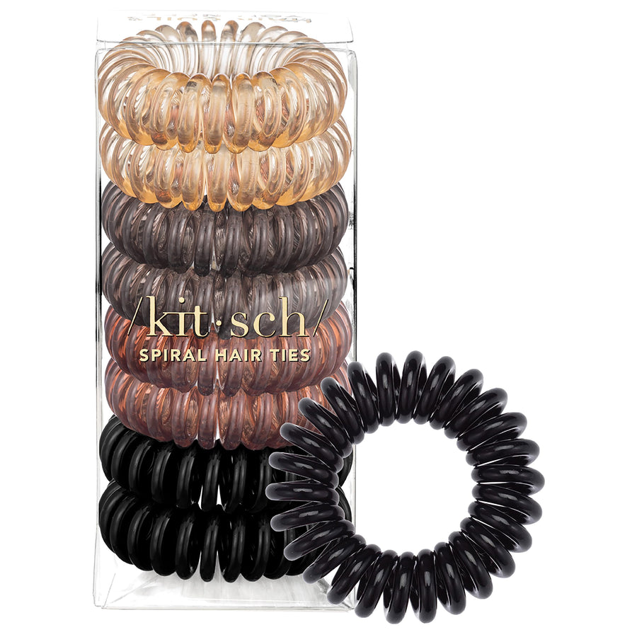 Kitsch Spiral Hair Ties and Ponytail Hair Coils, Brunette, 8 Count