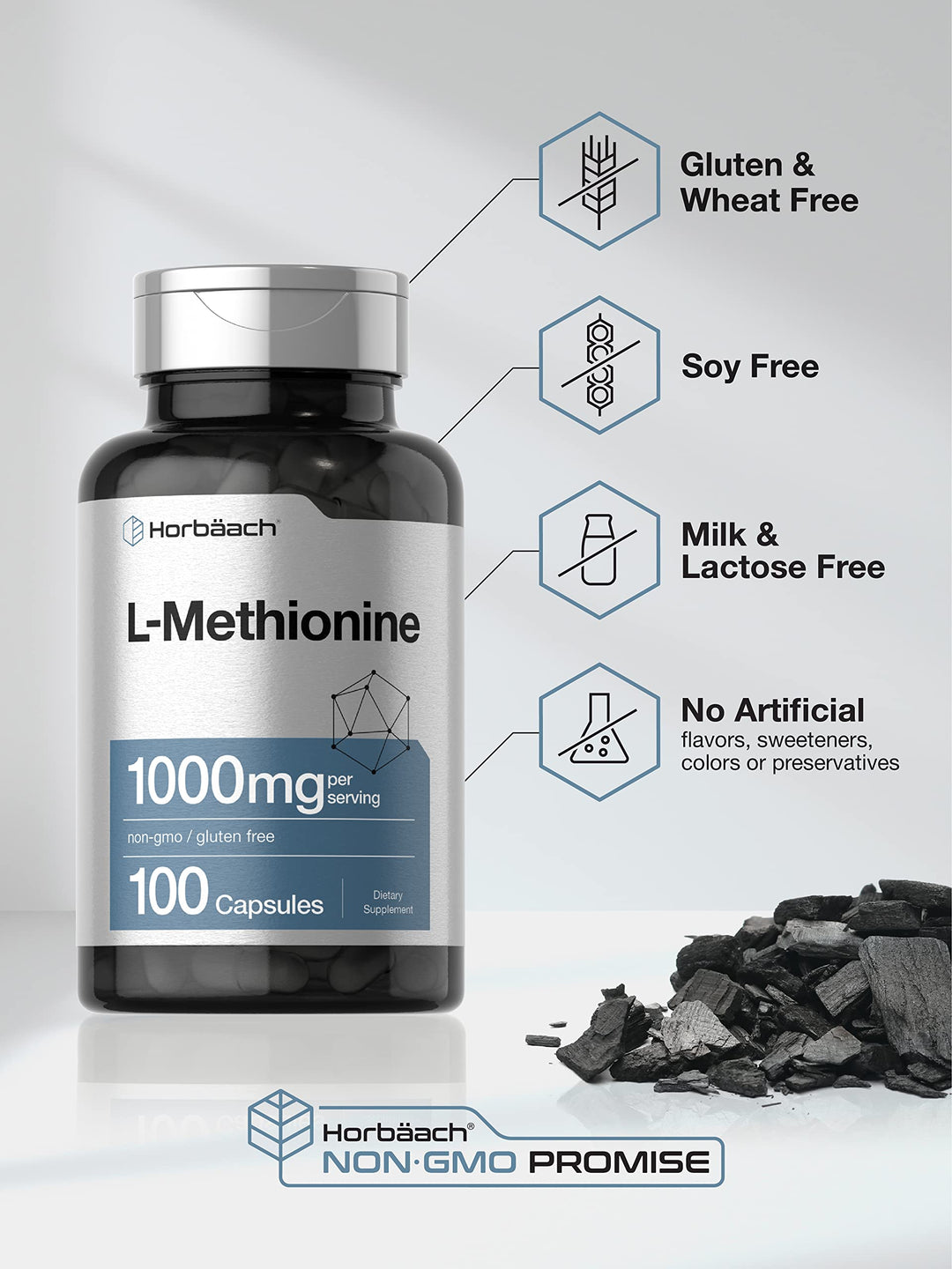 Horbäach L-Methionine, 1000 mg, 100 Count