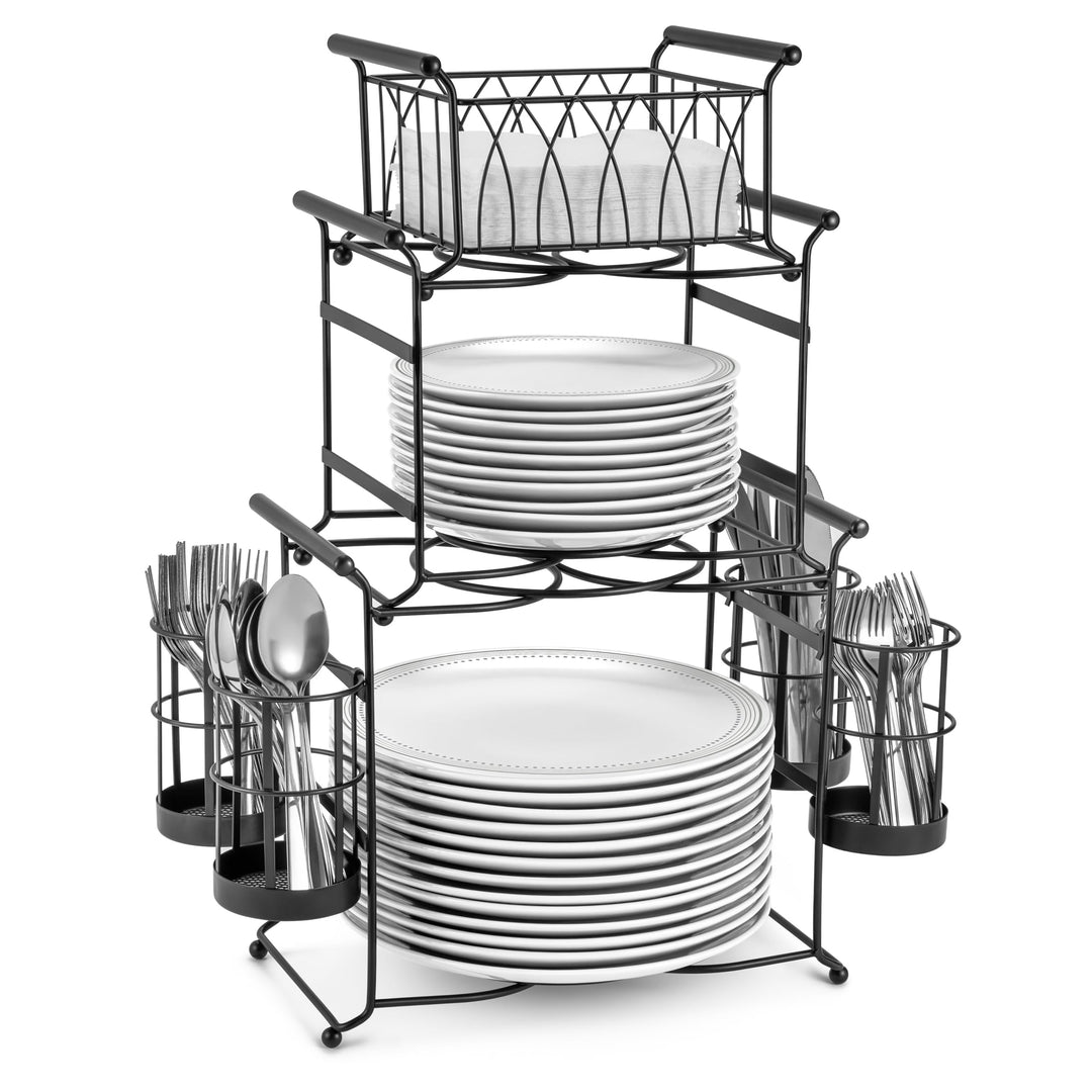 Sorbus Buffet Caddy And Server, Black, 7 Count