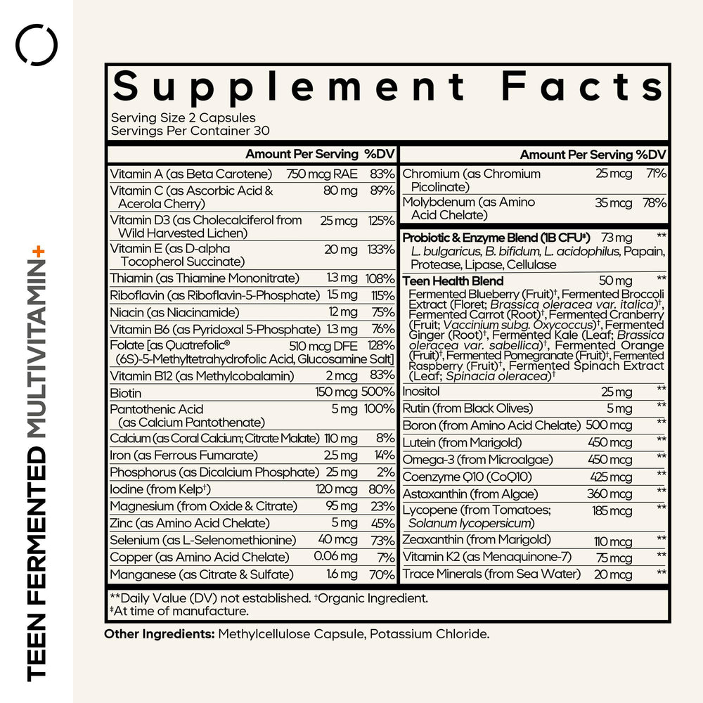 Codeage Teen Multivitamin, Whole Food, 60 Count