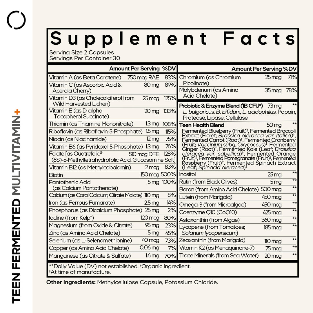 Codeage Teen Multivitamin, Whole Food, 60 Count
