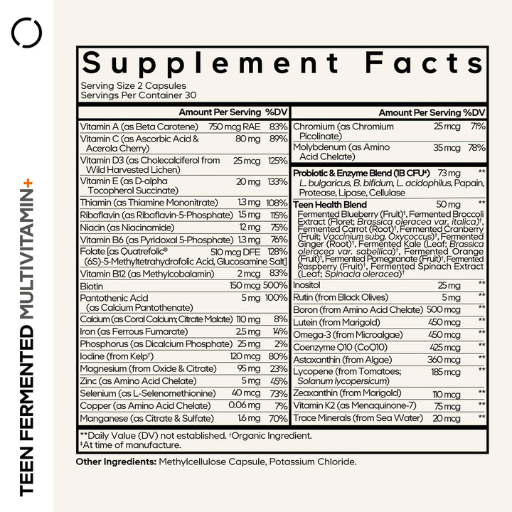 Codeage Teen Multivitamin, Whole Food, 60 Count