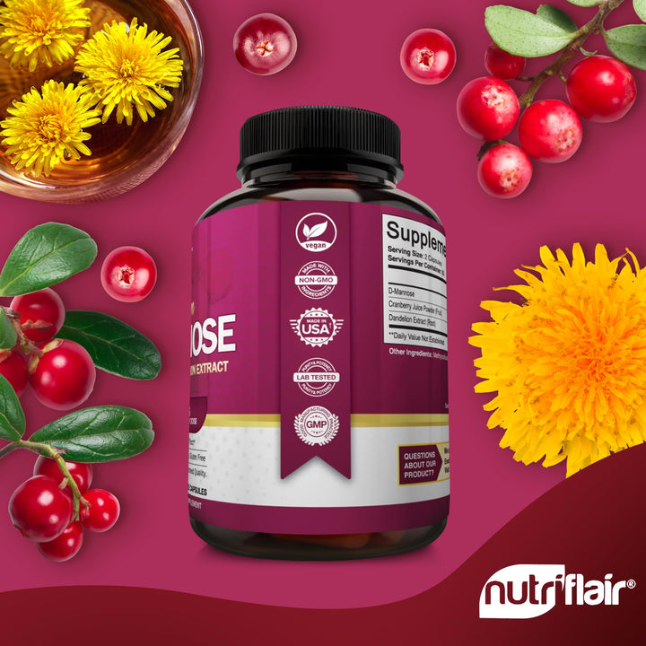 NutriFlair D-Mannose Capsules, 1500 mg, 120 Count