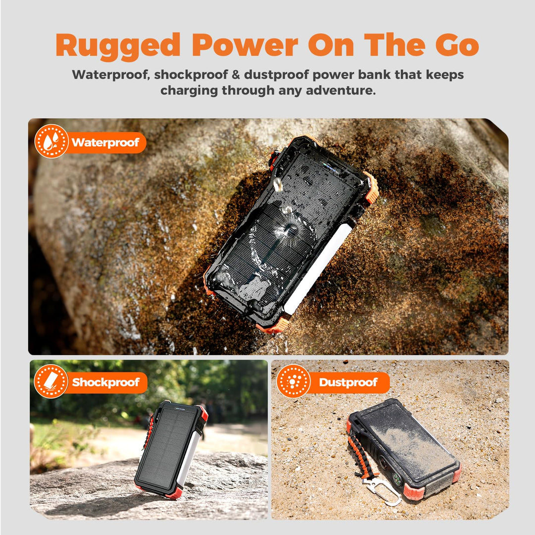BLAVOR Solar Power Bank, Wireless Charger, 20000mAh