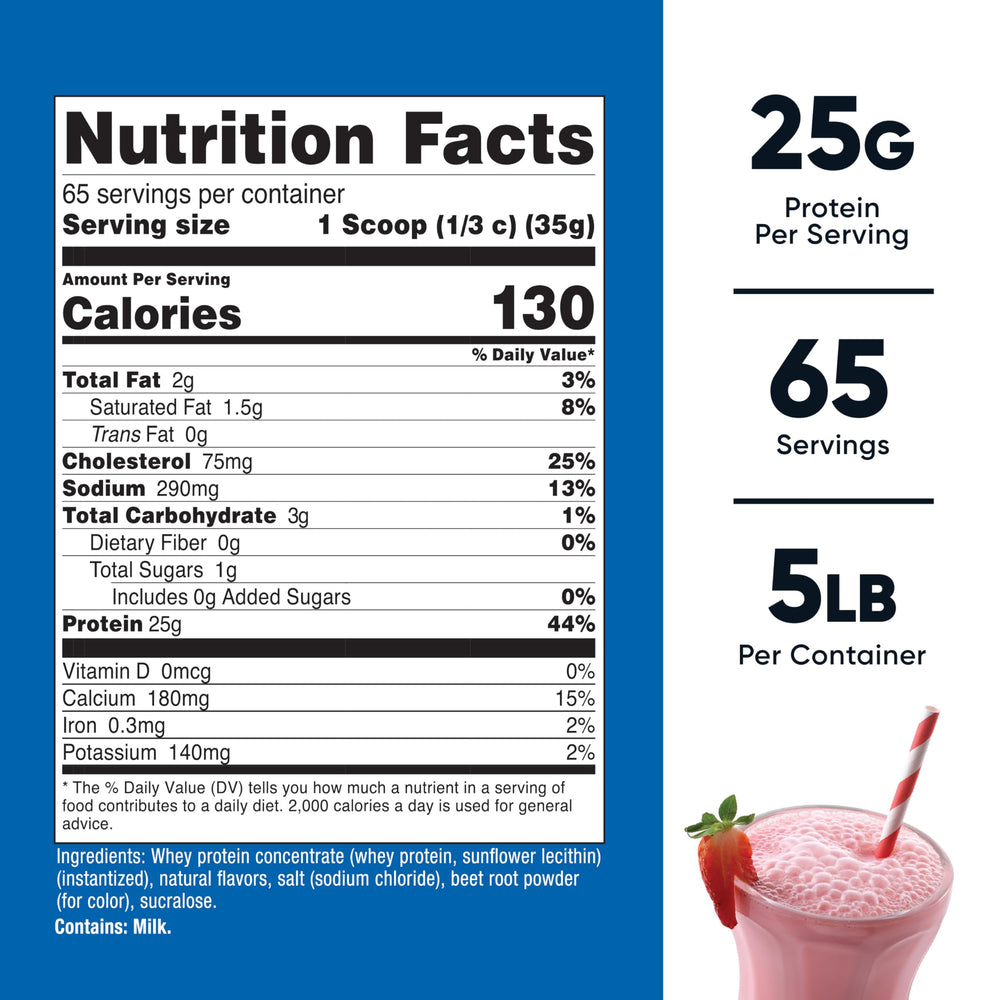 Nutricost Whey Protein Concentrate, Strawberry Milkshake, 5 lb