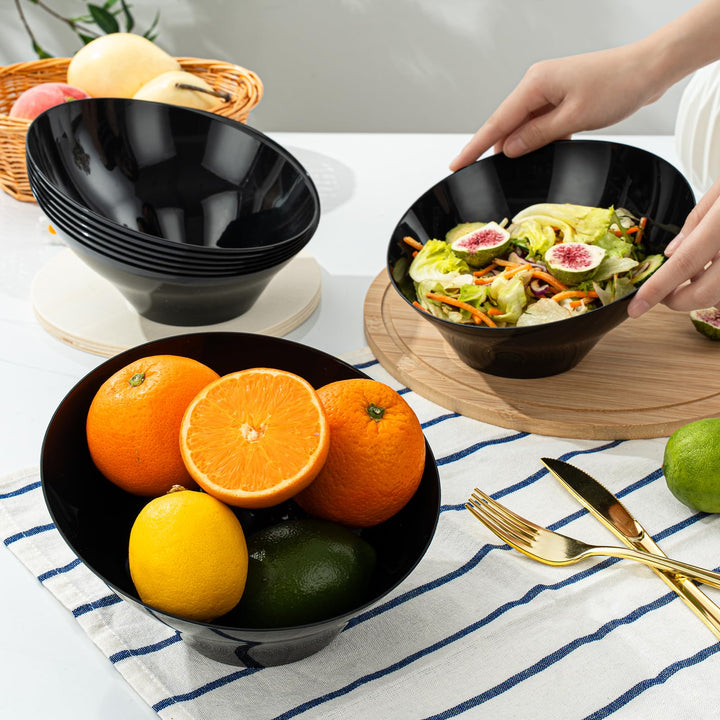 Goodluck Angled Disposable Serving Bowls, Black, 20 oz, 12 Count