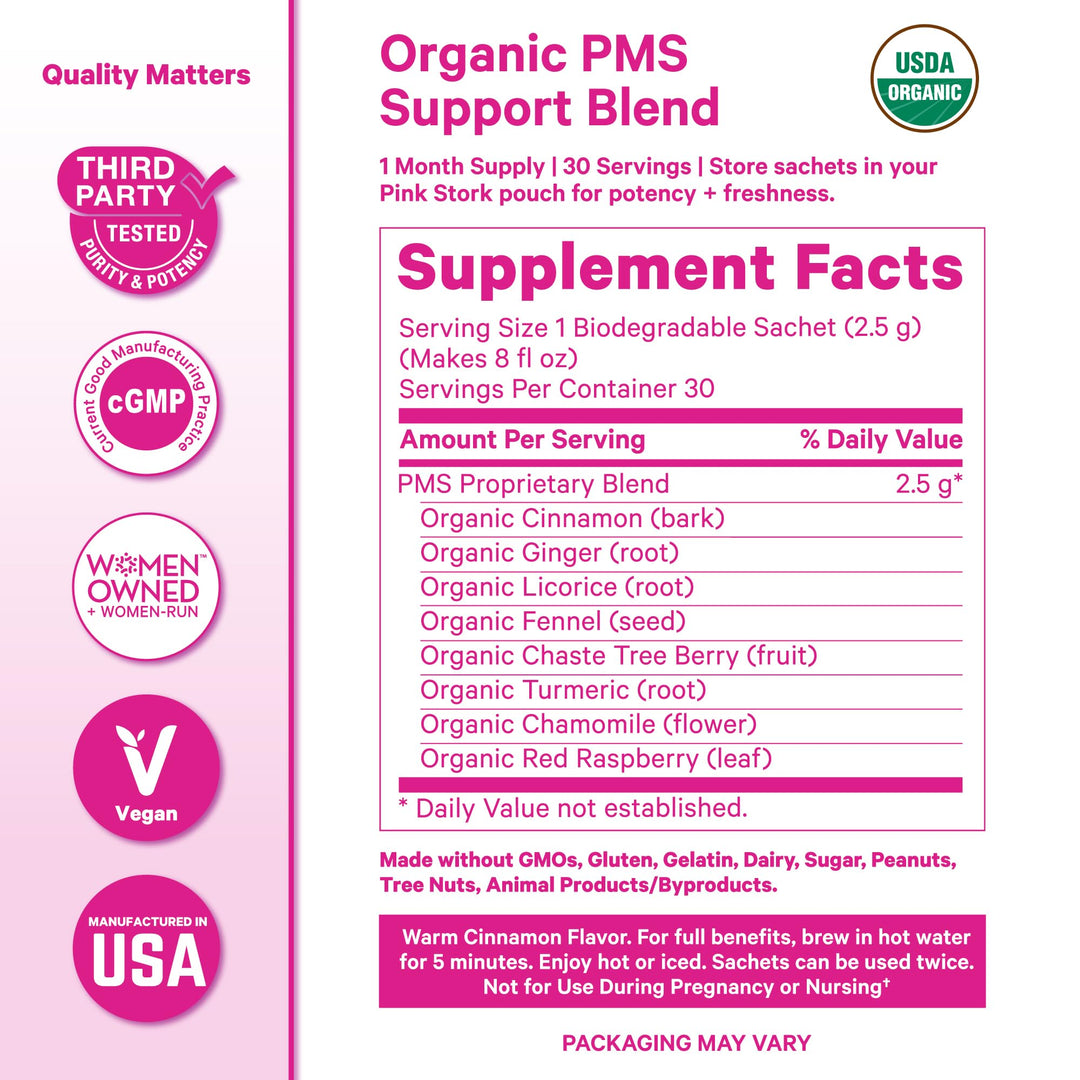 Pink Stork PMS Tea, Warm Cinnamon, 30 Count