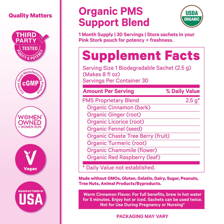 Pink Stork PMS Tea, Warm Cinnamon, 30 Count