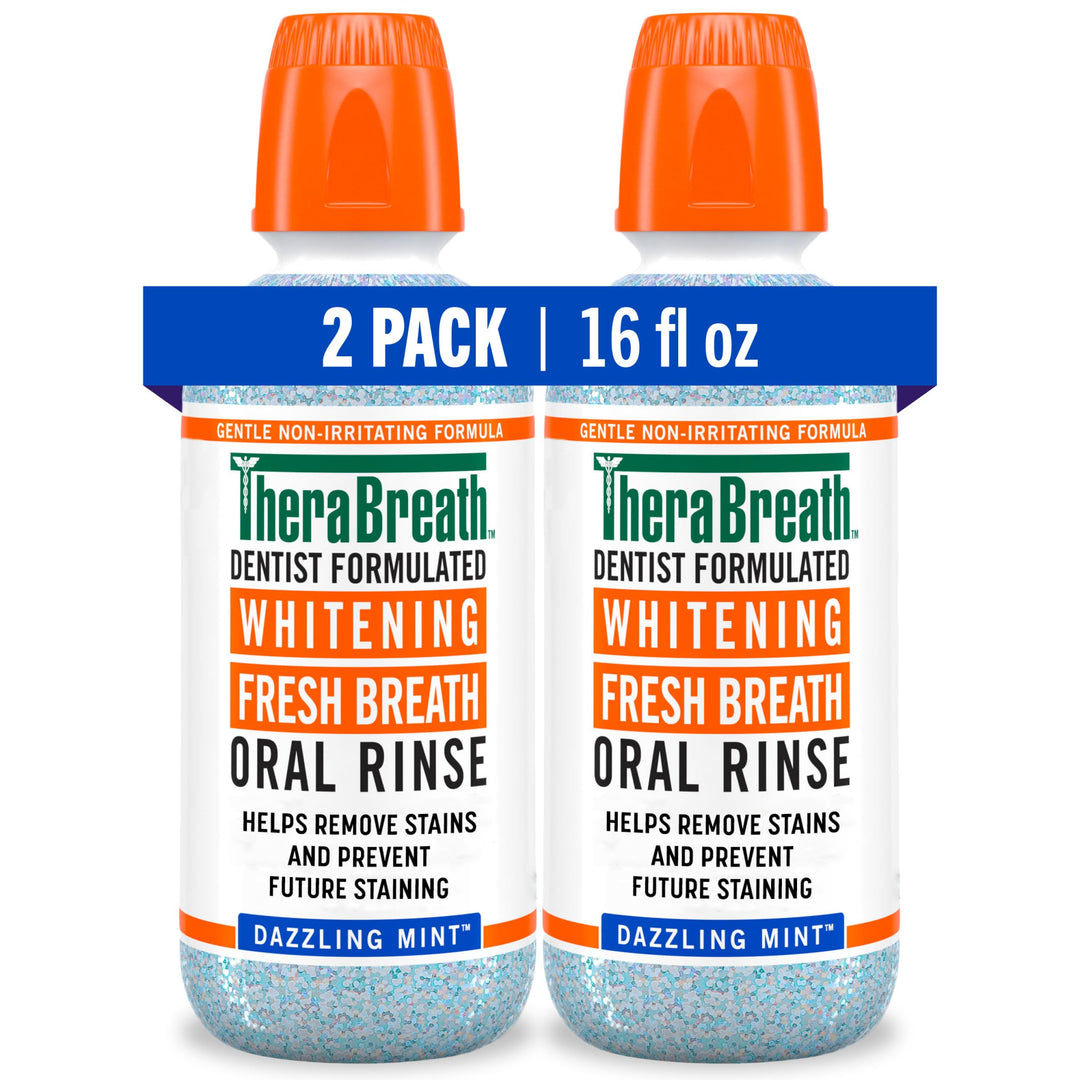 TheraBreath Whitening Mouthwash, Dazzling Mint, 16 oz, Pack of 2