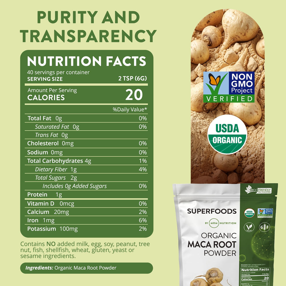 MRM Organic Maca Root Powder, 40 Servings