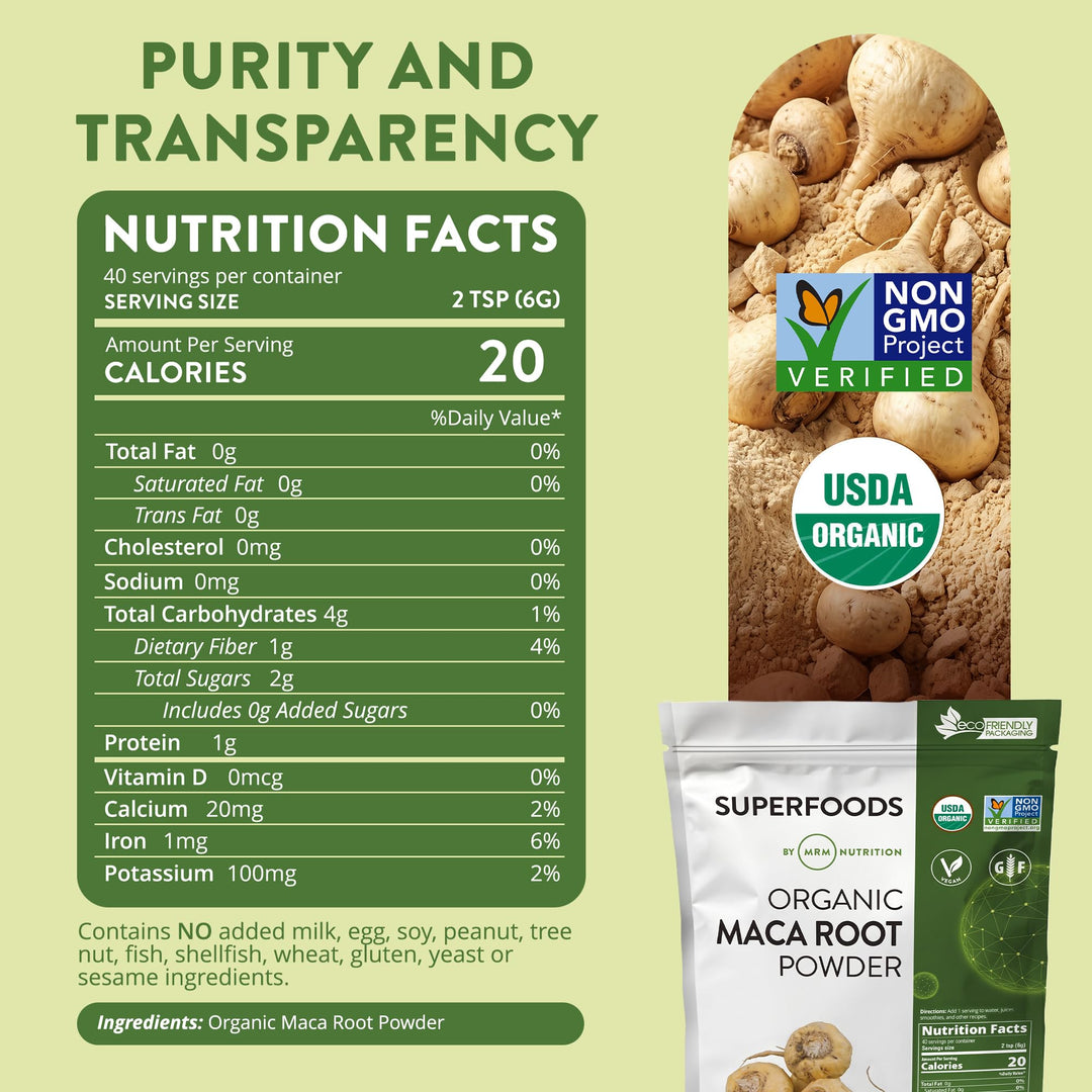 MRM Organic Maca Root Powder, 40 Servings
