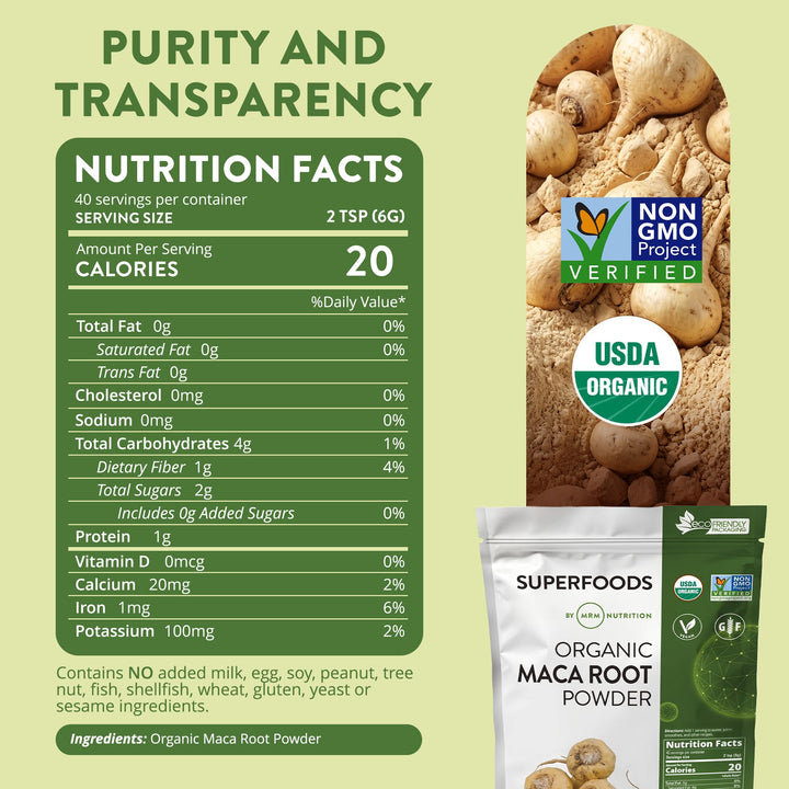 MRM Organic Maca Root Powder, 40 Servings