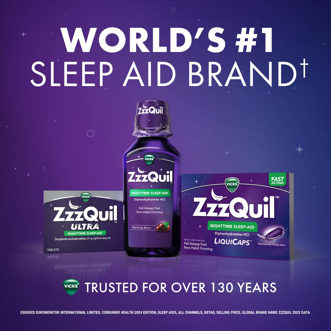 ZzzQuil Nighttime Sleep Aid Liquicaps, 25 mg, 48 Count