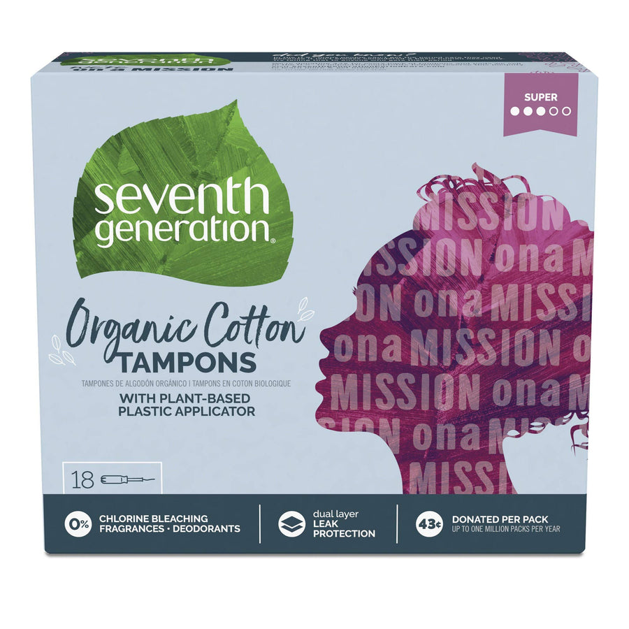 Seventh Generation Tampons, Unscented, 18 Count