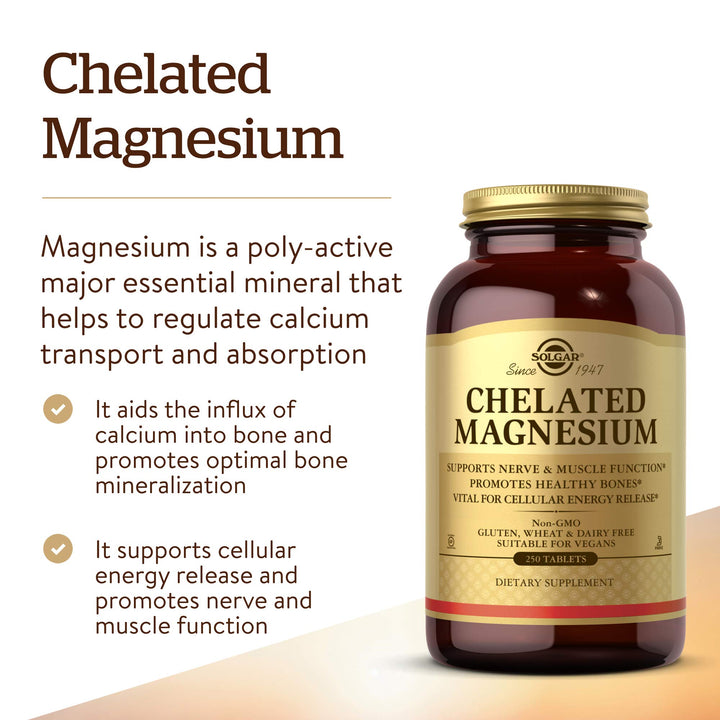 Solgar Chelated Magnesium Tablets, 250 Count