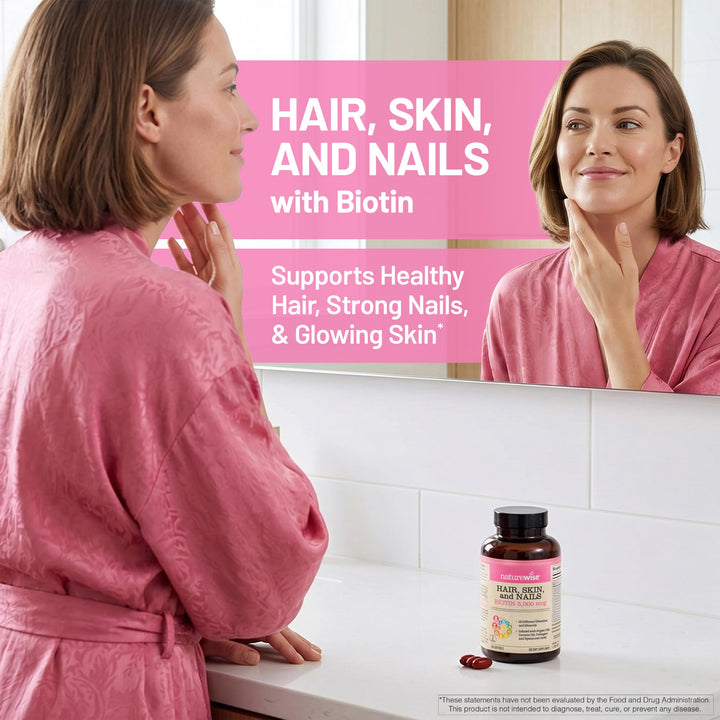 NatureWise Hair Skin and Nails Vitamin, Biotin 5000mcg, 150 Count