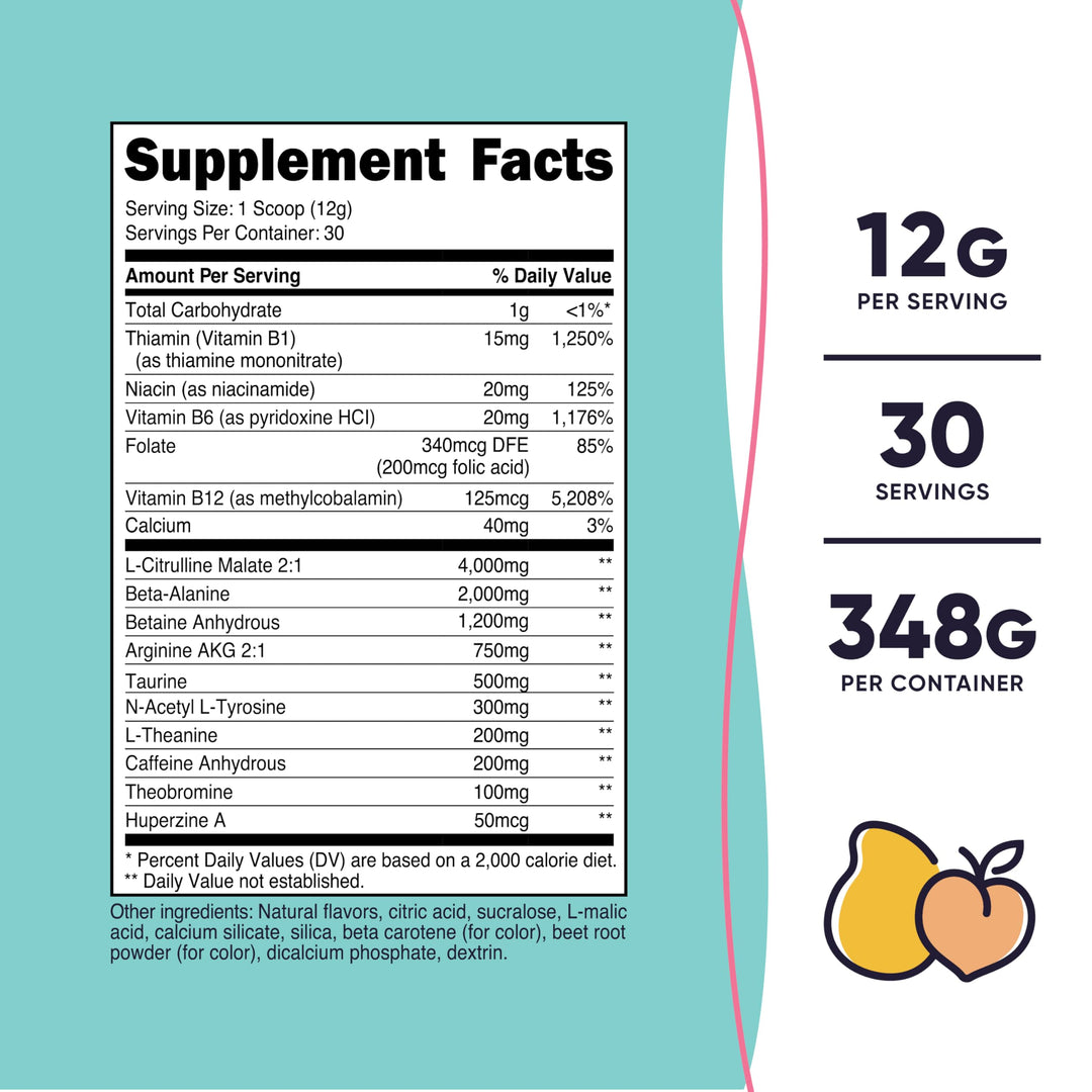 Nutricost Pre-Workout Powder, Peach Mango, 30 Servings