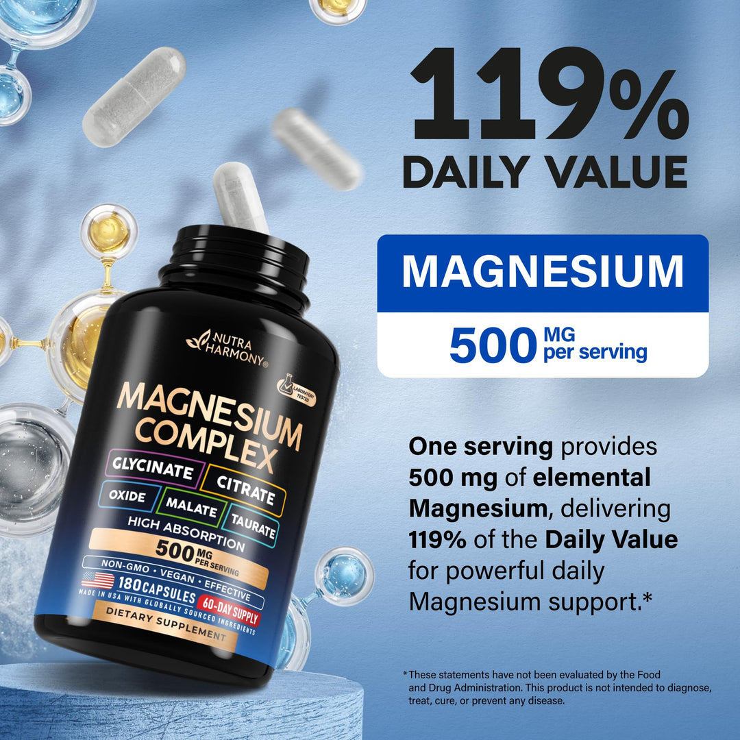 NUTRAHARMONY Magnesium Complex Supplement, 180 Count