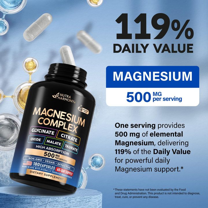 NUTRAHARMONY Magnesium Complex Supplement, 180 Count