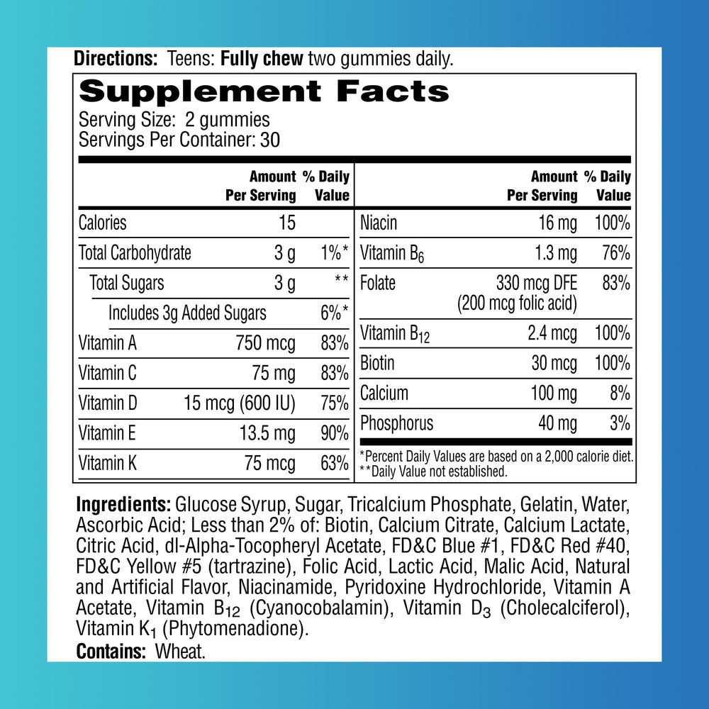 One A Day Teen Multivitamin Gummies for Him, 60 Count