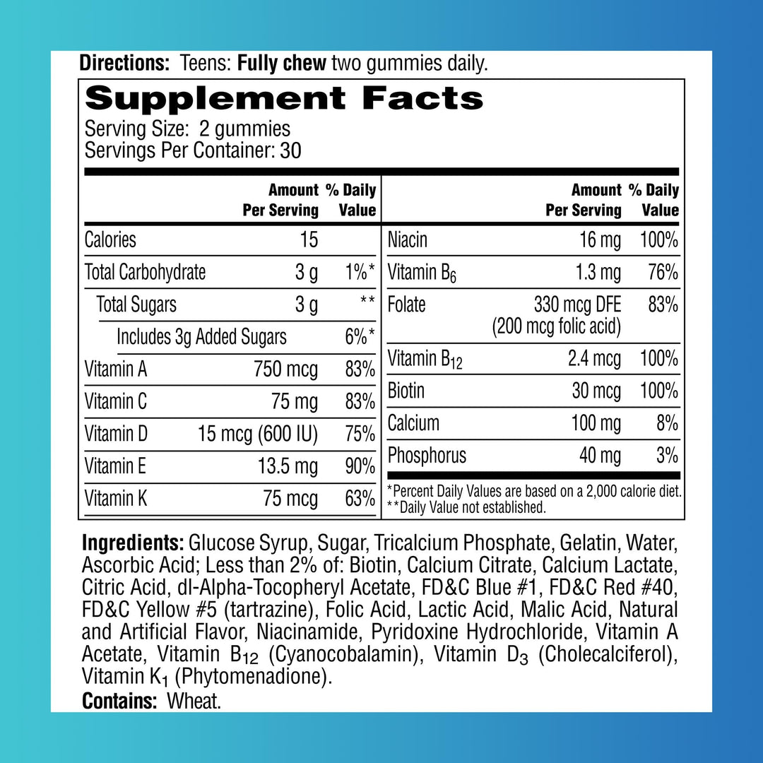 One A Day Teen Multivitamin Gummies for Him, 60 Count