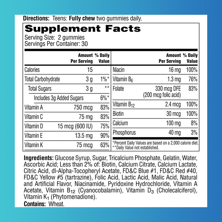 One A Day Teen Multivitamin Gummies for Him, 60 Count