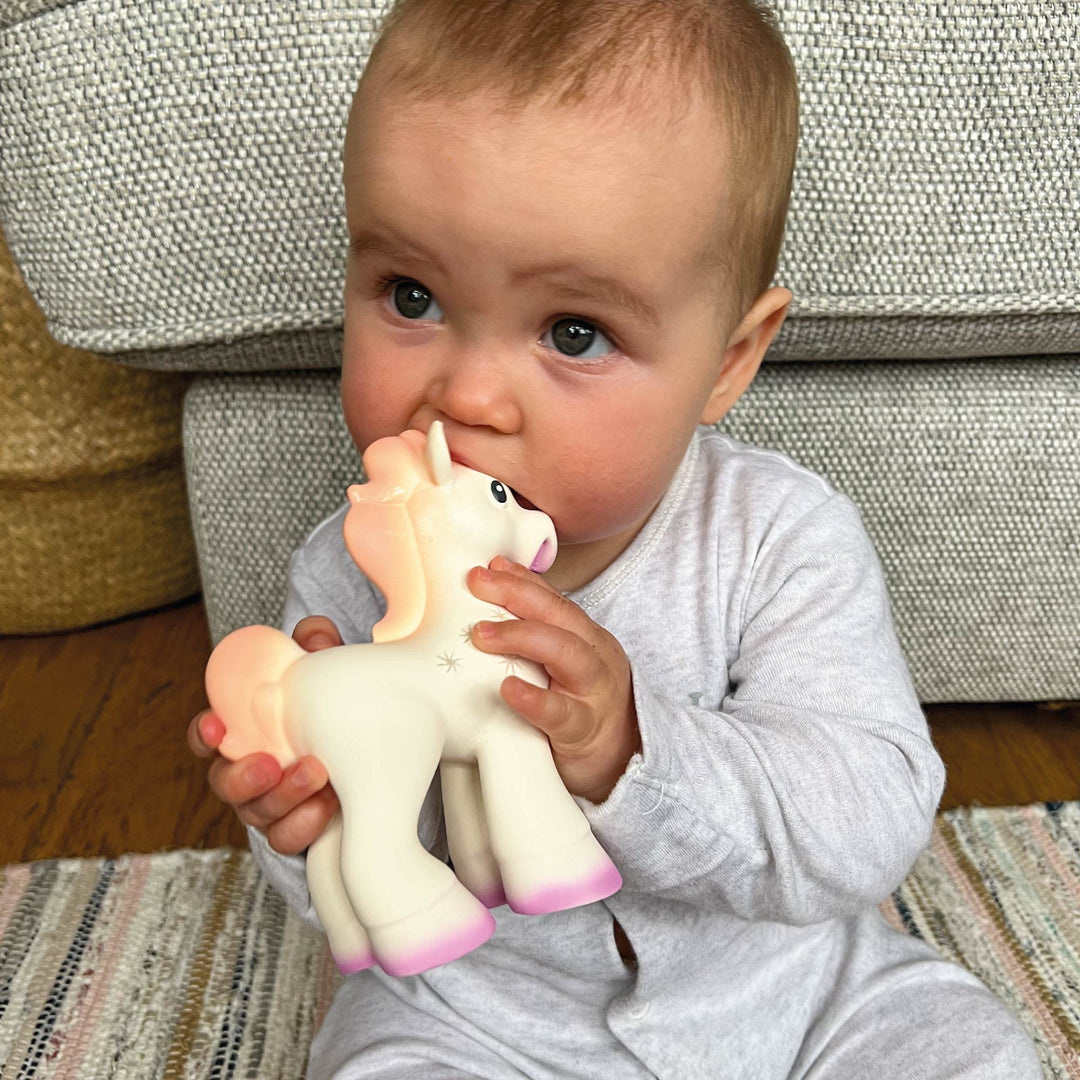 Nuby Unicorn Rubber Teether, White, 0 Months Plus