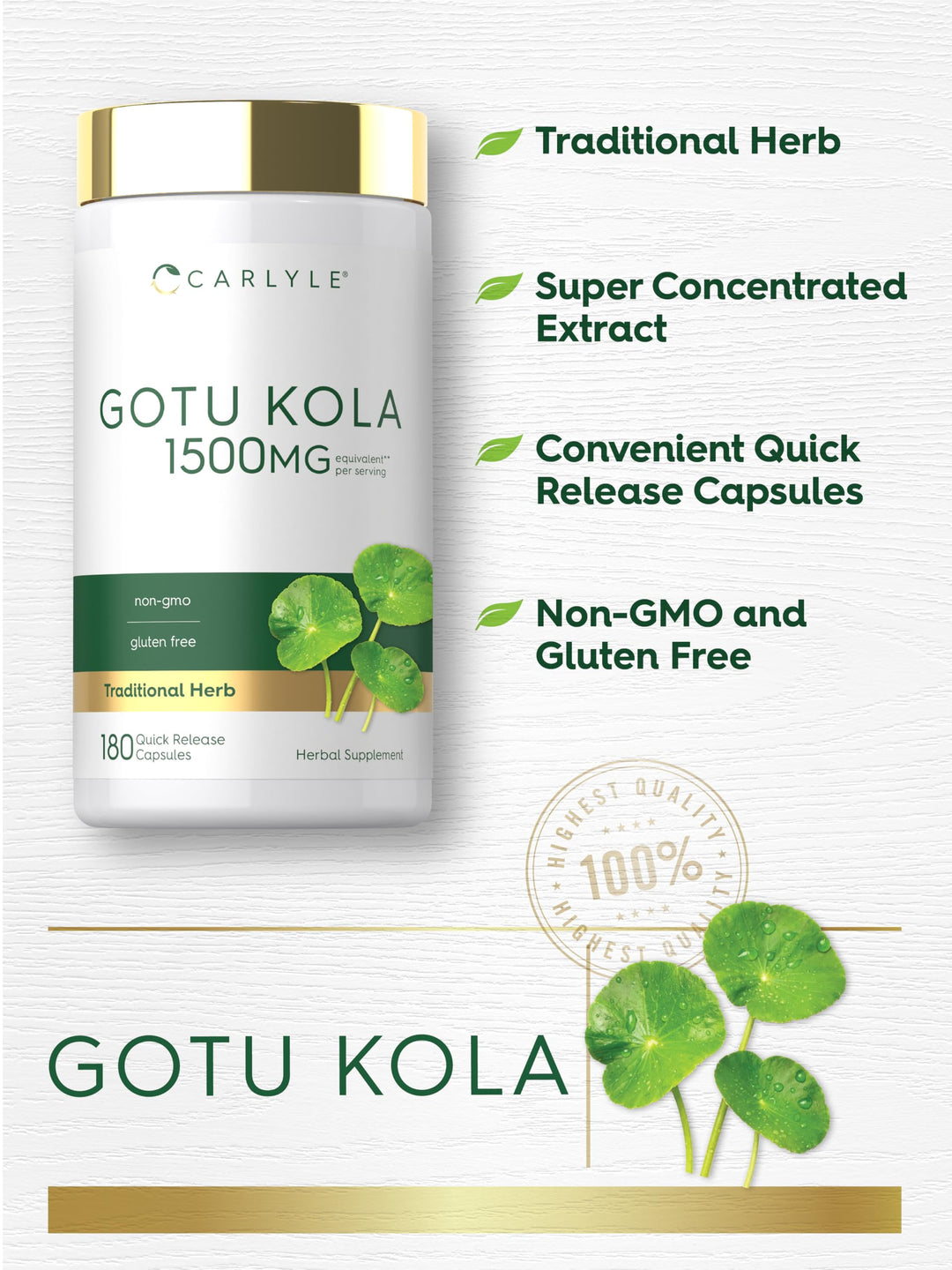 Carlyle Gotu Kola Capsules, 180 Count