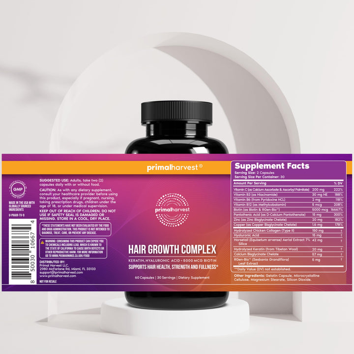 Primal Harvest Hair Growth Vitamins, 60 Count