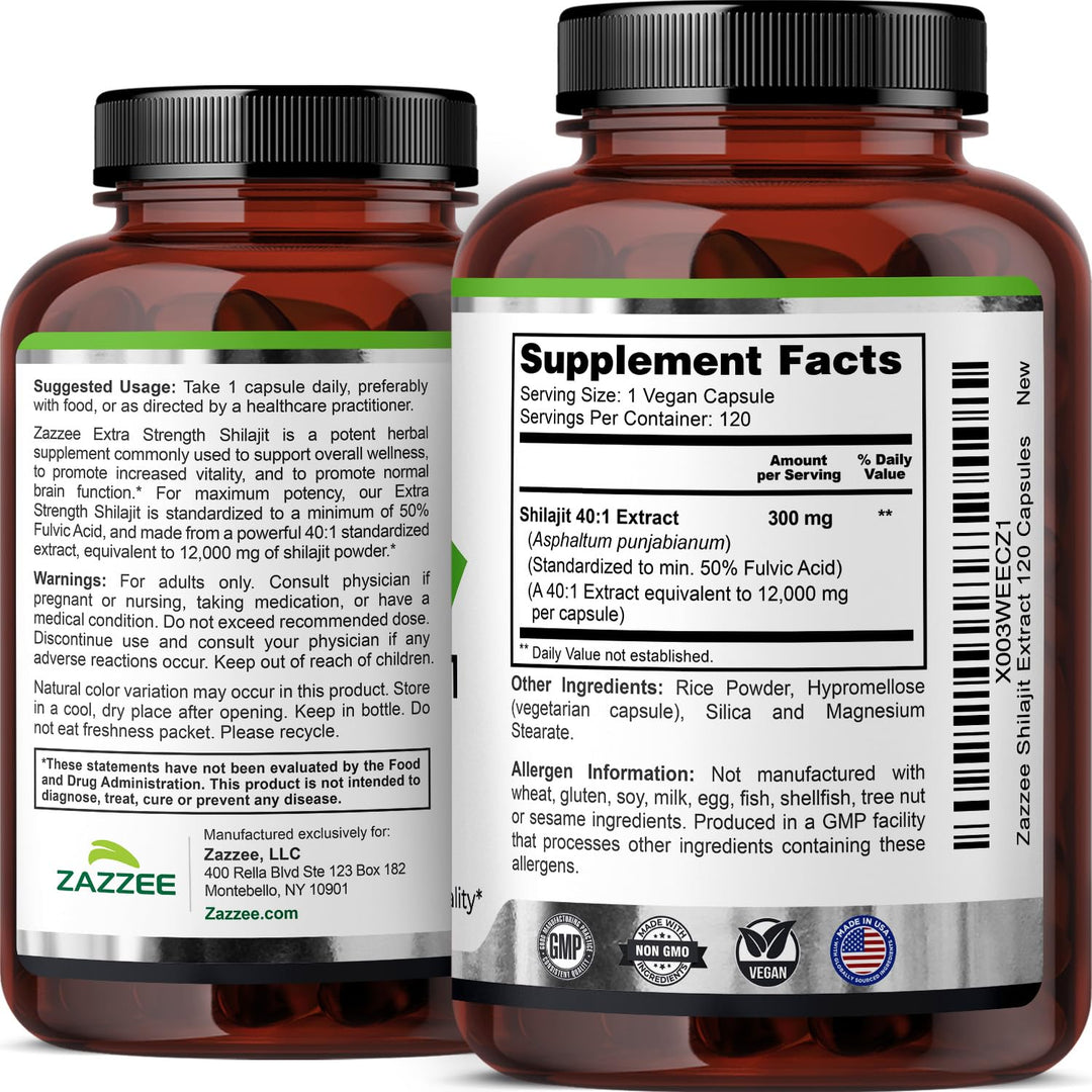 Zazzee Himalayan Shilajit 40:1 Extract, 50% Fulvic Acid