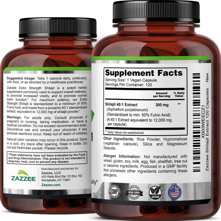 Zazzee Himalayan Shilajit 40:1 Extract, 50% Fulvic Acid