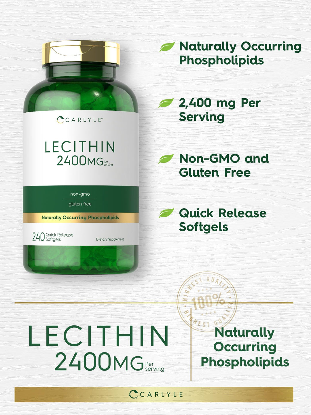 Carlyle Lecithin, 2400 mg, 240 Count