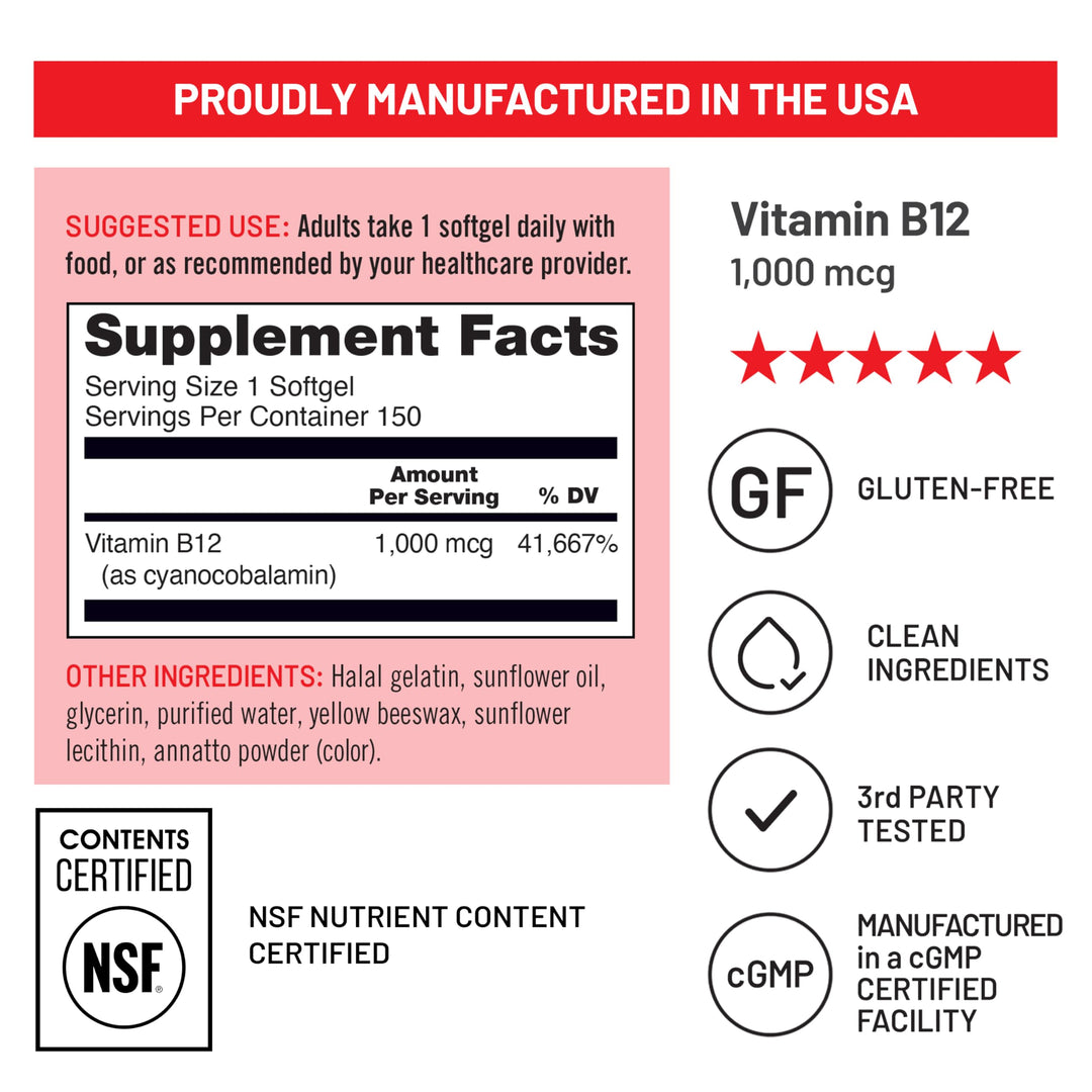 NatureWise Vitamin B12 Supplement, 1000 mcg, 150 Count