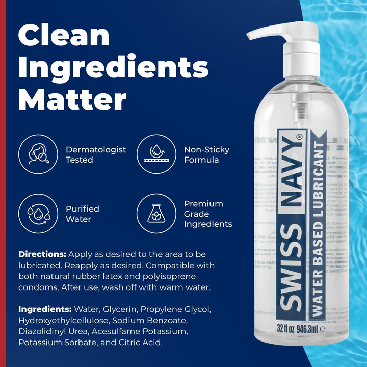 SWISS NAVY Water-Based Lubricant, 946 ml