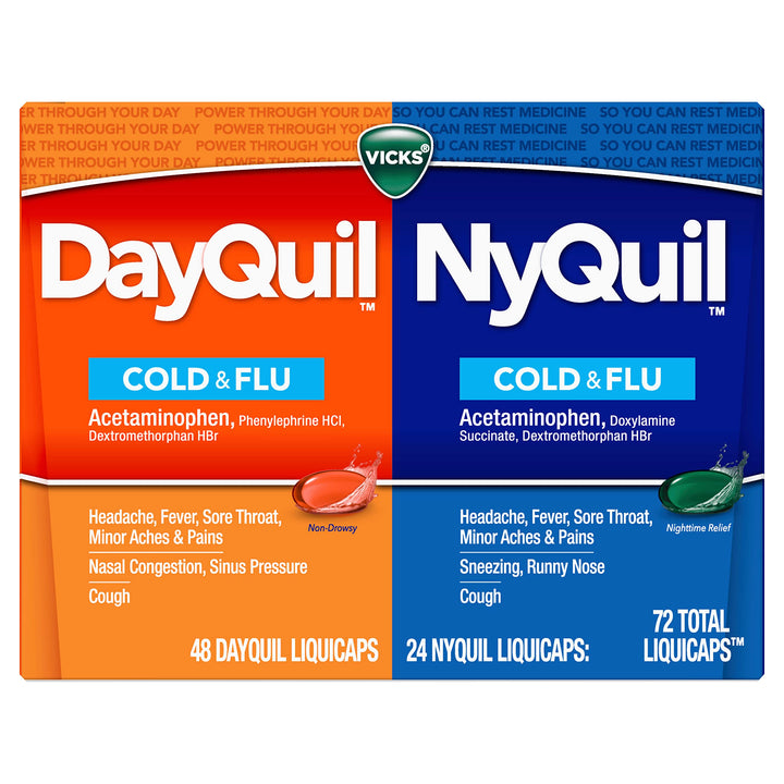 Vicks DayQuil and NyQuil Combo Pack, 72 Count, Pack of 2