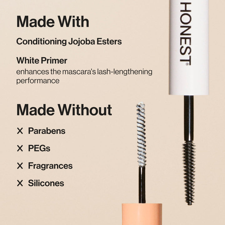 Honest Beauty 2-in-1 Extreme Length Clean Mascara And Primer, Black, 0.27 fl oz