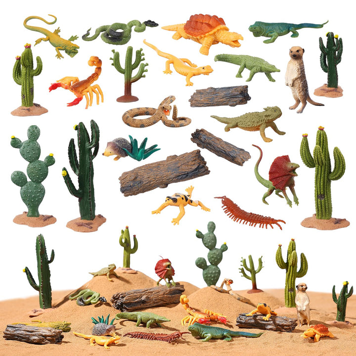 AENIMELY Desert Animal Figurines Set, 23 Count