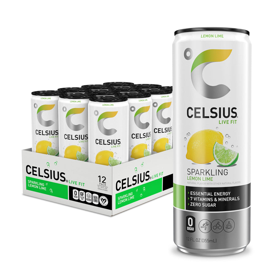 CELSIUS Sparkling Energy Drink, Lemon Lime, 12 fl oz, Pack of 12