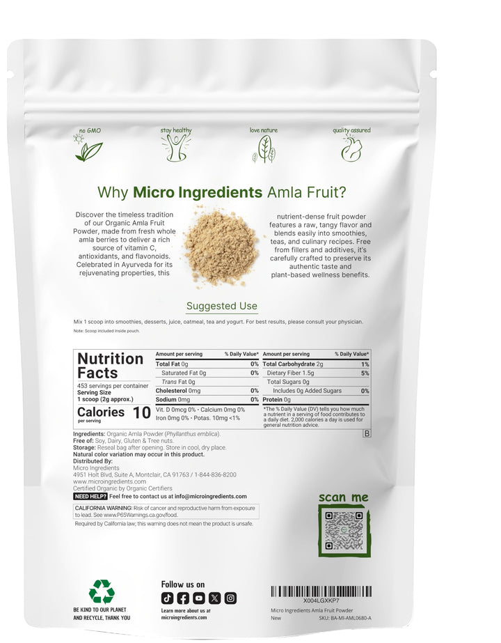 Micro Ingredients Organic Amla Powder, 1 lb