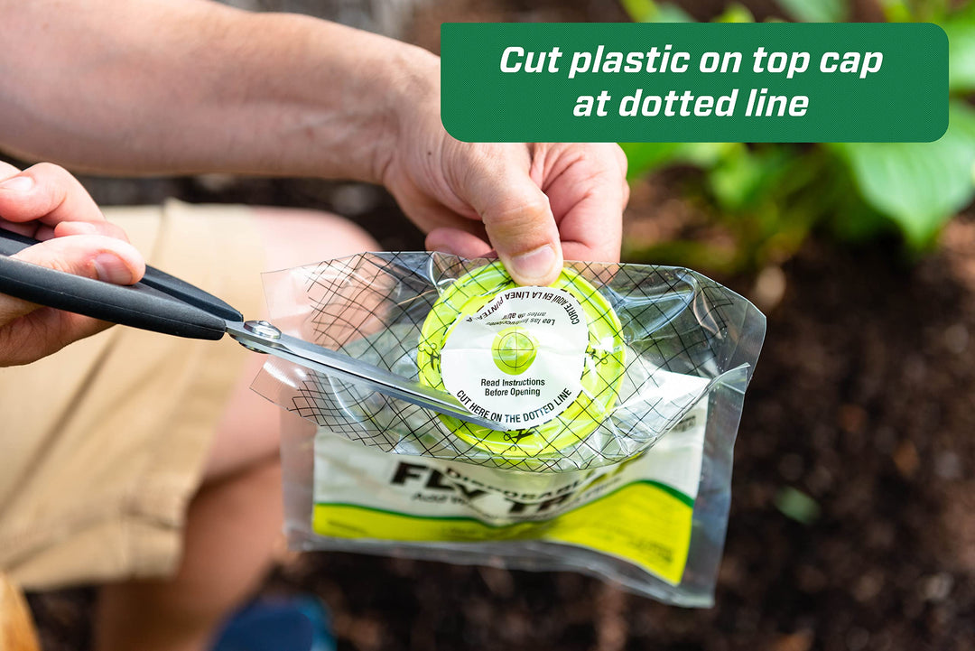 RESCUE! Outdoor Disposable Fly Trap, Hanging Fly Catcher with Attractant Bait