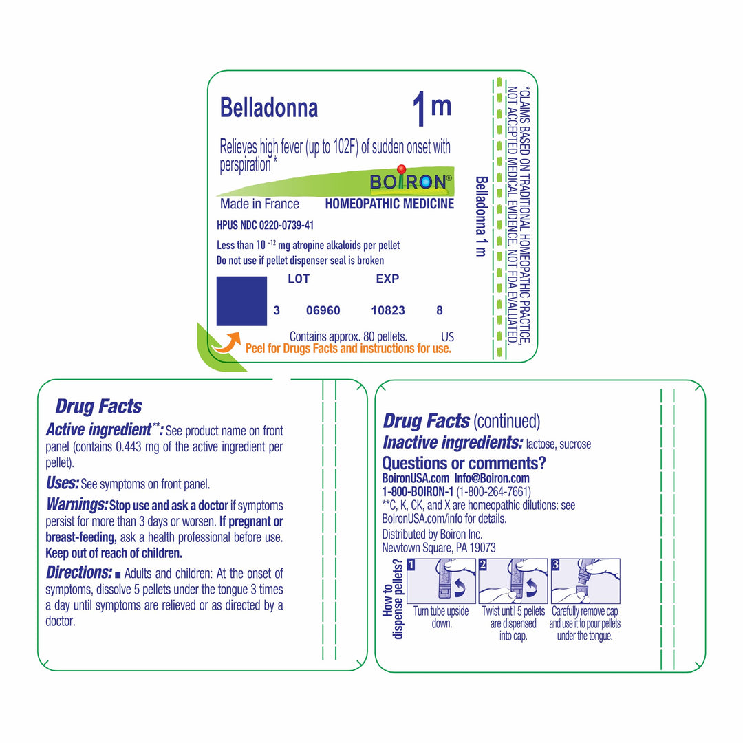 Boiron Belladonna 1M Homeopathic Pellets, 80 Count