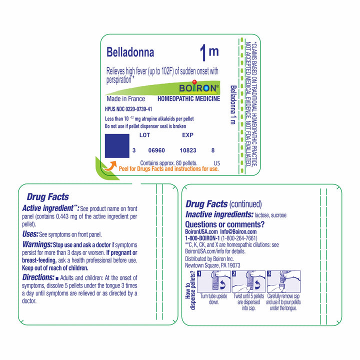 Boiron Belladonna 1M Homeopathic Pellets, 80 Count