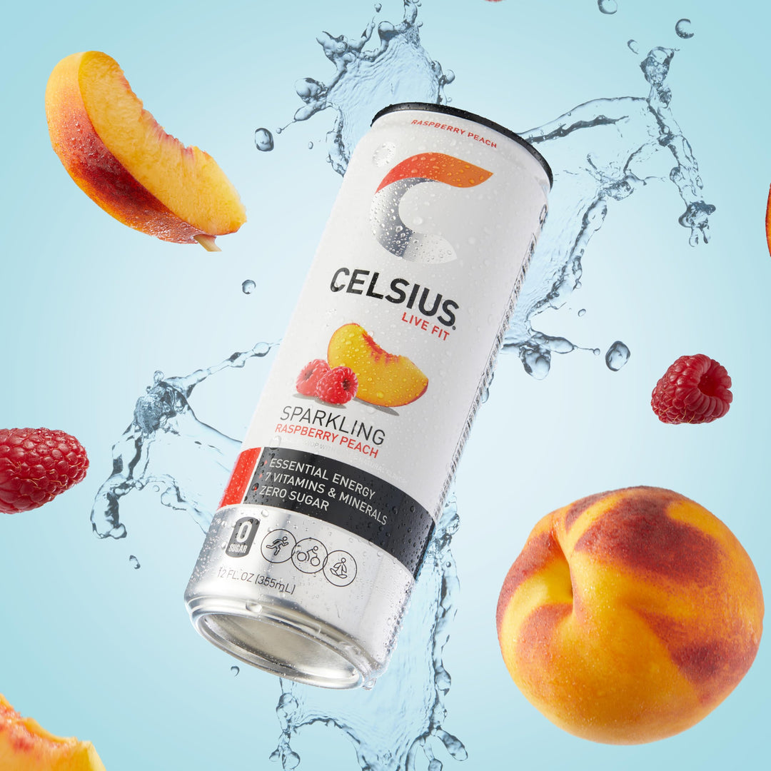 CELSIUS Sparkling Raspberry Peach Energy Drink, 12 fl oz, 12 Count