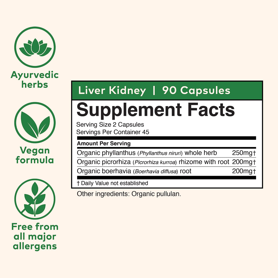 Organic India Liver Kidney Herbal Supplement, 90 Count
