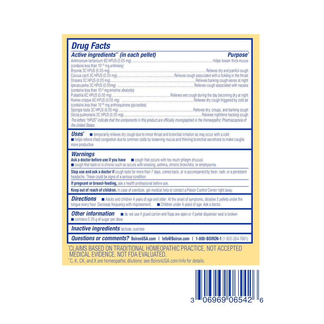Boiron Chestal Cough and Mucus Relief Pellets, 160 Count, Pack of 2